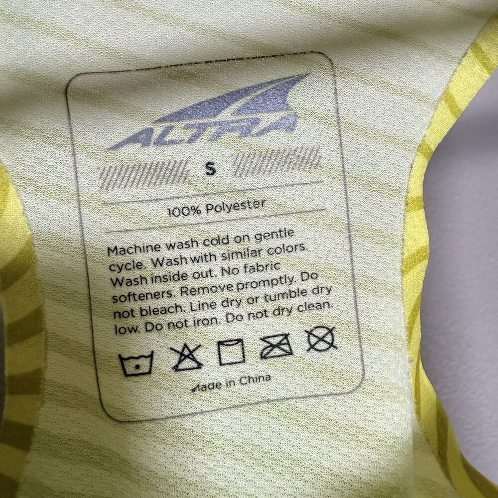 Altra Womens Sz S Tank Top Performance Running Yellow Stripe Shirt Singlet - Picture 5 of 6
